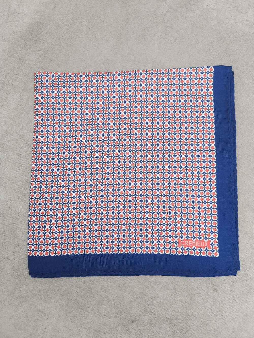 Cremieux Pocket Square Orange Blue Foulard 100% Silk Pochette Formal New $35